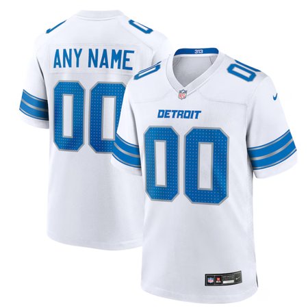 Mens Detroit Lions Nike Road Game Custom White Jersey